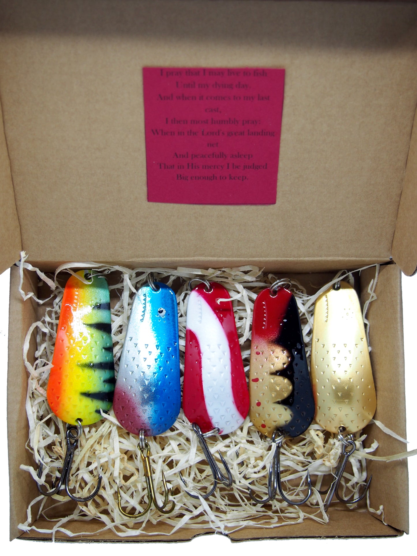 fishing spoon set, metal fishing spoons, salmon lures, pike tackle, trout lures