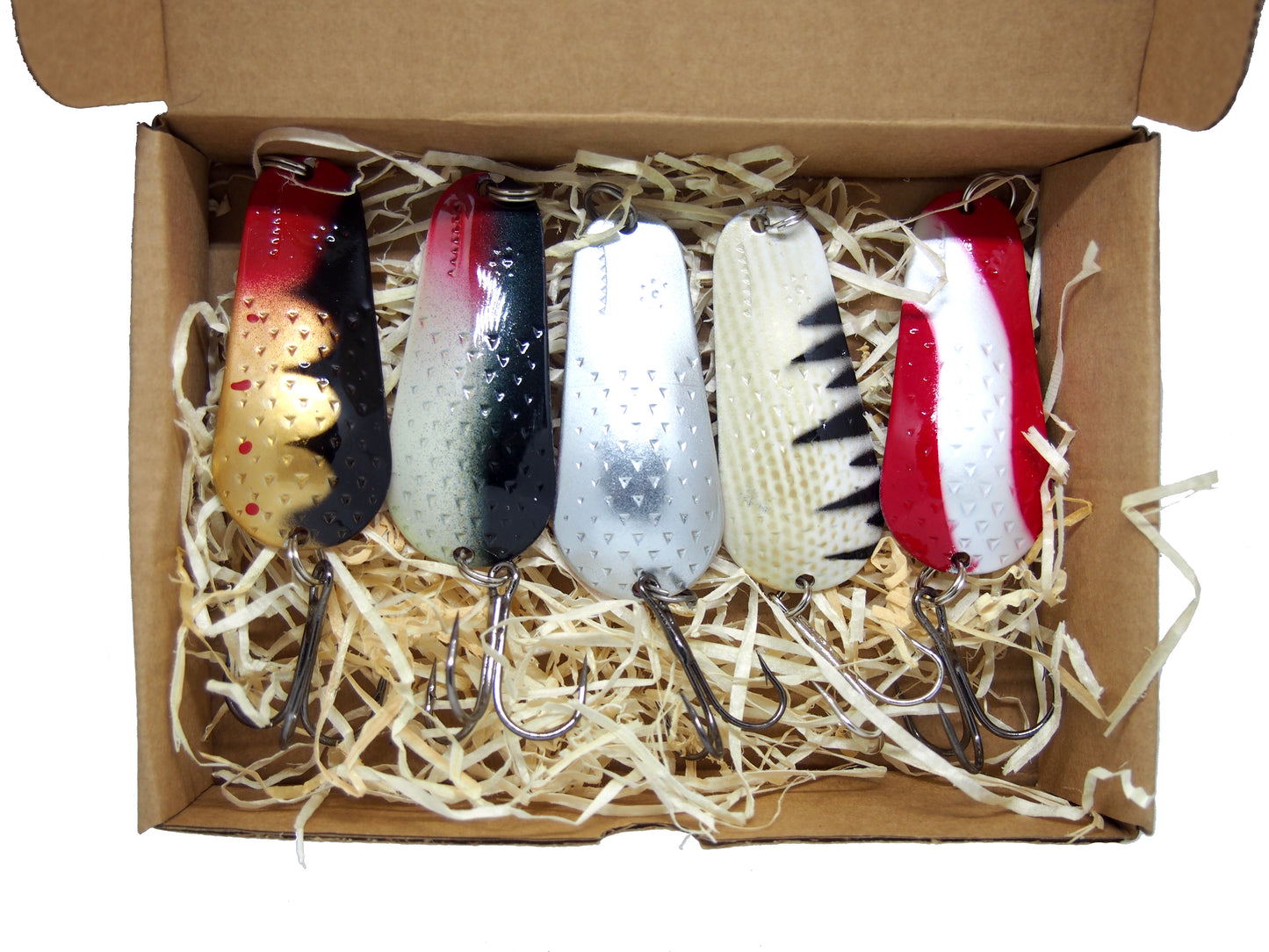 Classic Fishing Spoon Gift Set, Metal Lures for Pike & Salmon, Jura fishing spoons 5 pcs