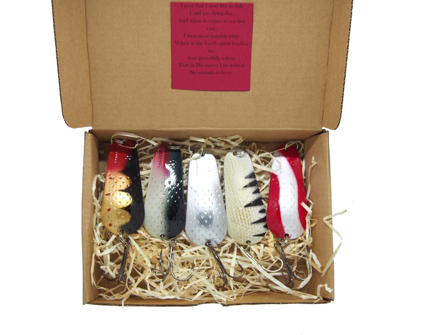 Classic Fishing Spoon Gift Set, Metal Lures for Pike & Salmon, Jura fishing spoons 5 pcs