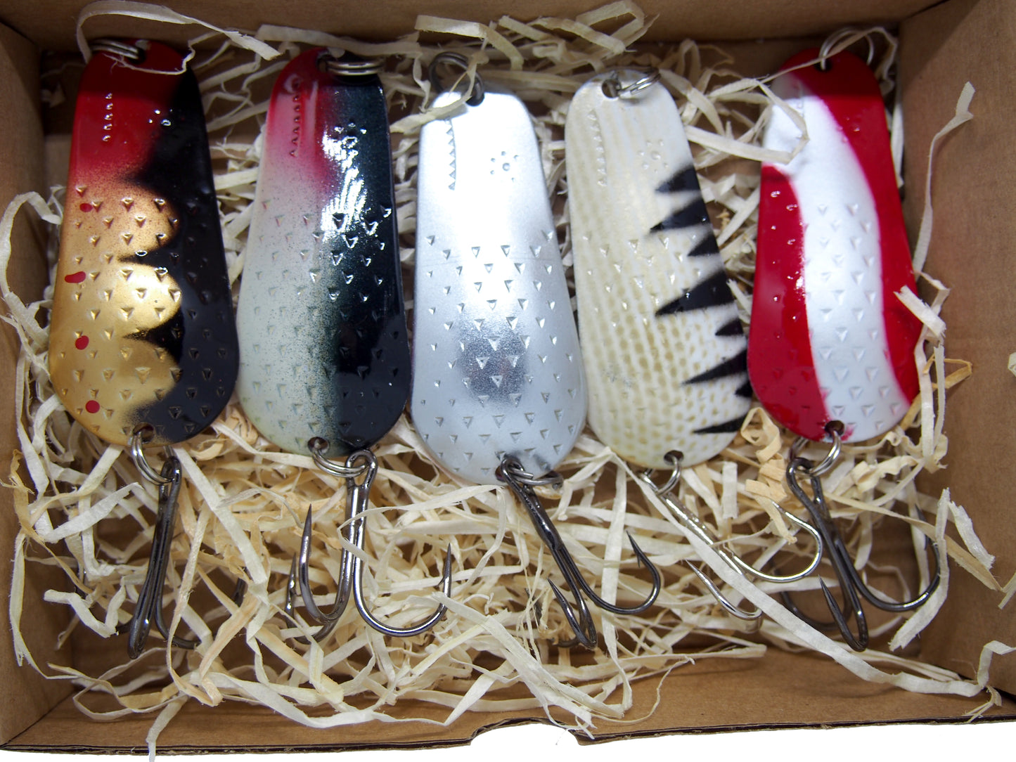 Classic Fishing Spoon Gift Set, Metal Lures for Pike & Salmon, Jura fishing spoons 5 pcs