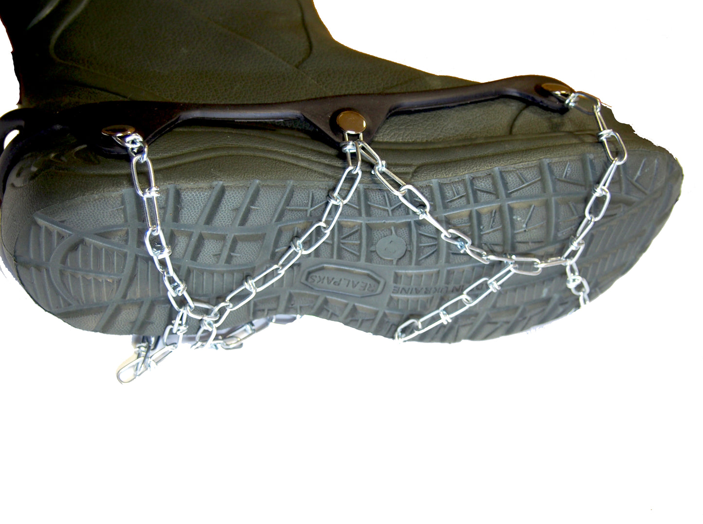 Ice Cleats for Winter Traction, for large winter boots,Anti-Slip Snow Grips with chains Ideal for ice fishing, Ice fishing crampons
