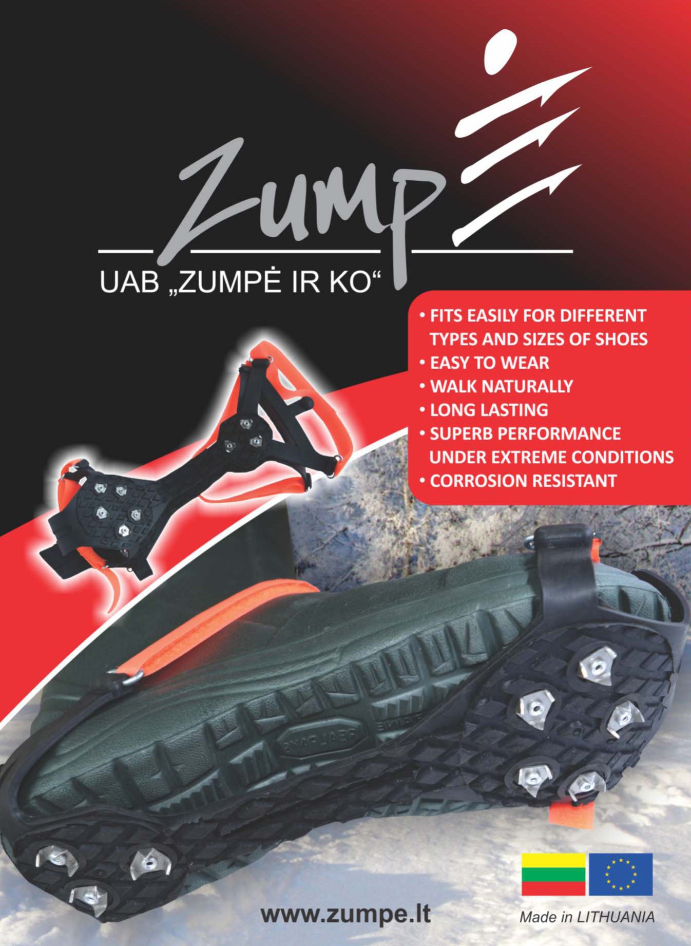 Ice Cleats for Winter Traction, for large winter boots,Anti-Slip Snow Grips with 4 Claws, Ideal for ice fishing, Ice Cleats for Boots