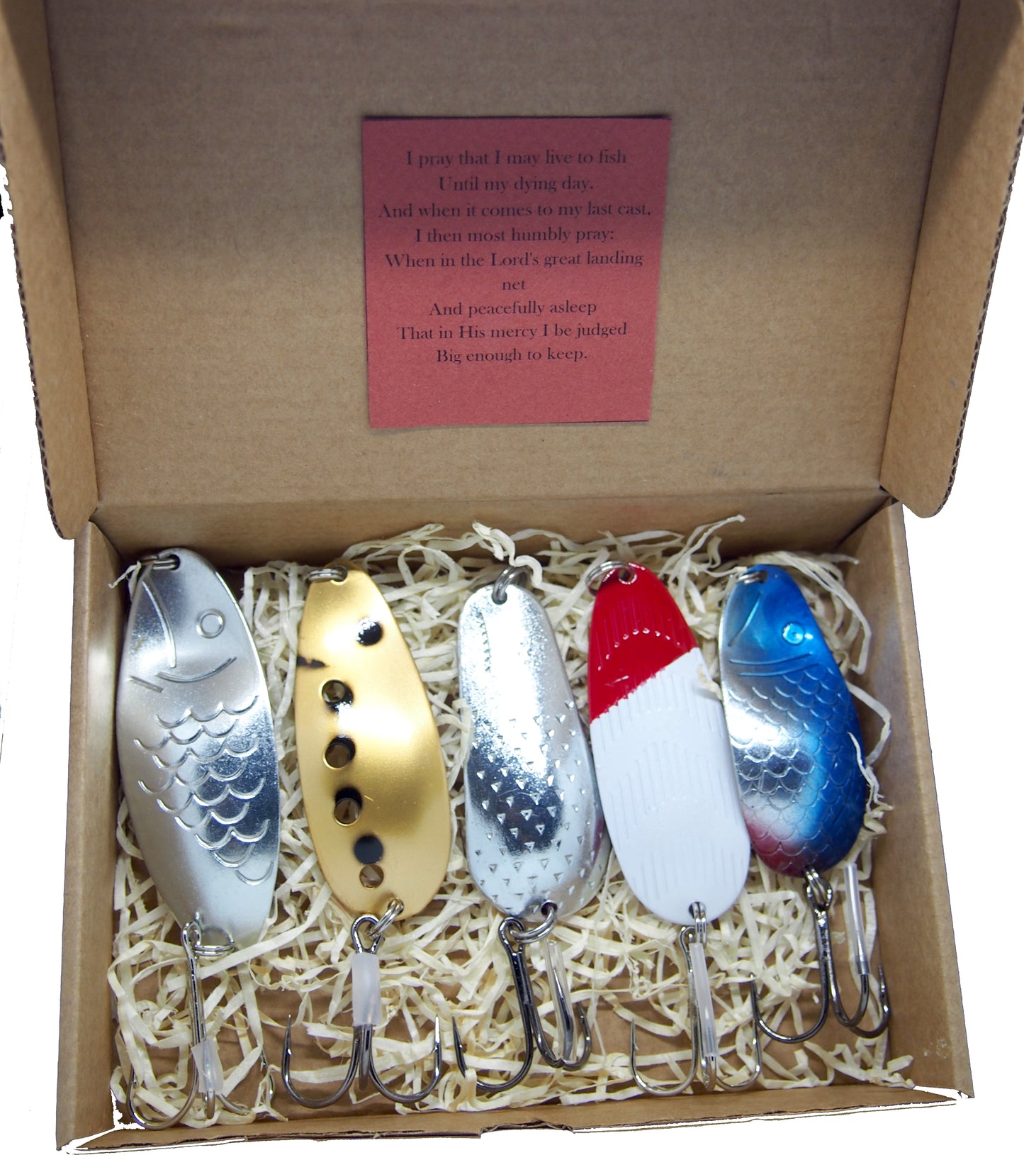 pike fishing spoons, classic fishing lure set for bass fishing, old-school lure set in a gift box